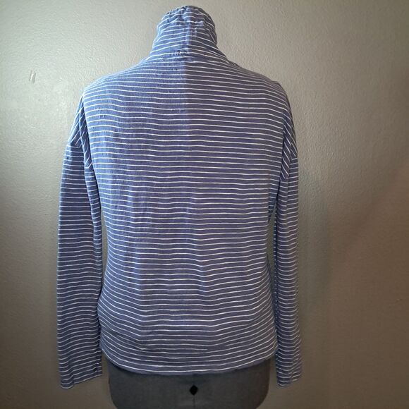 Carve Designs Organic Long Sleeve Blue Striped Turtleneck Womens Casual Wear MED - Picture 4 of 12